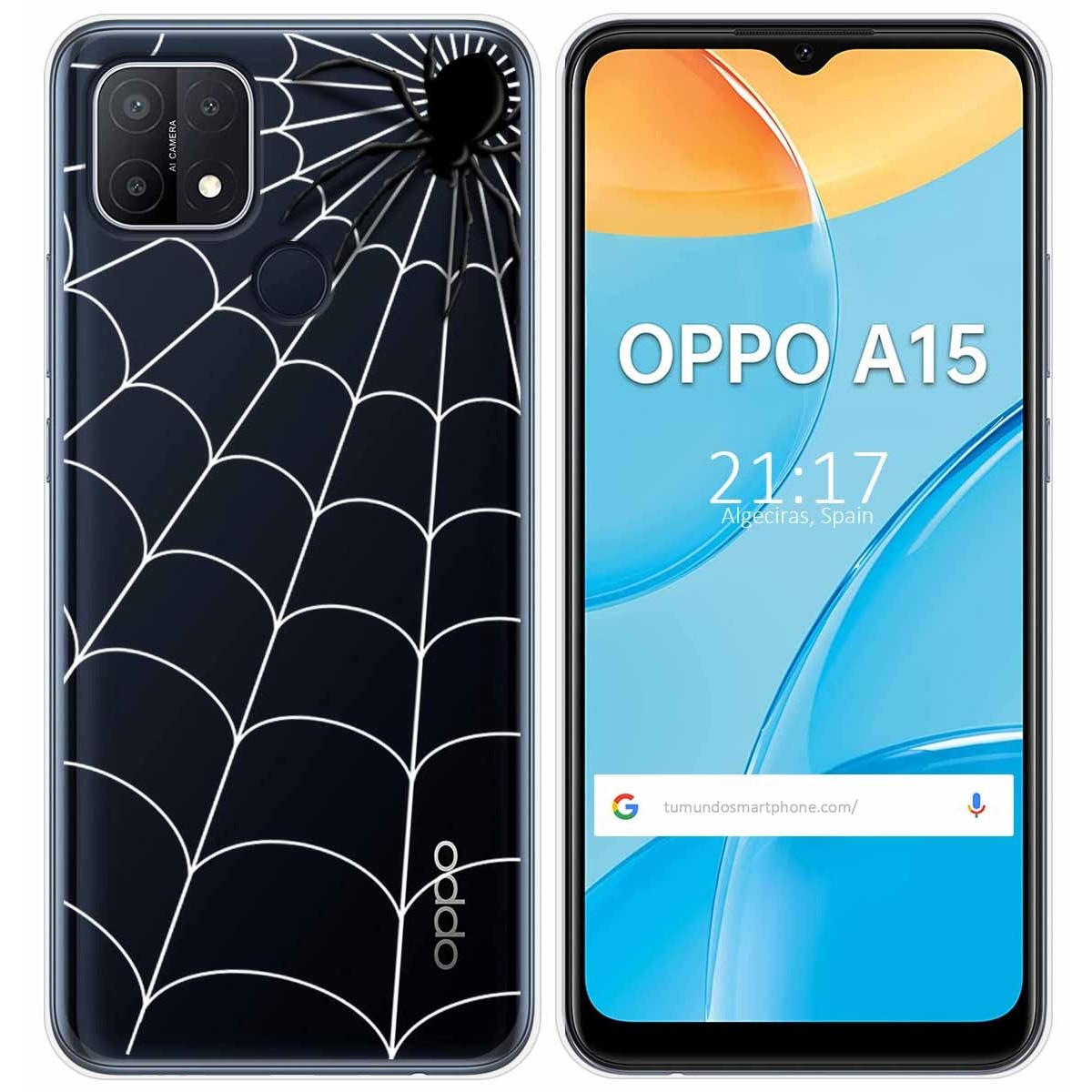 Funda Gel Transparente para Oppo A15 diseño Araña Dibujos