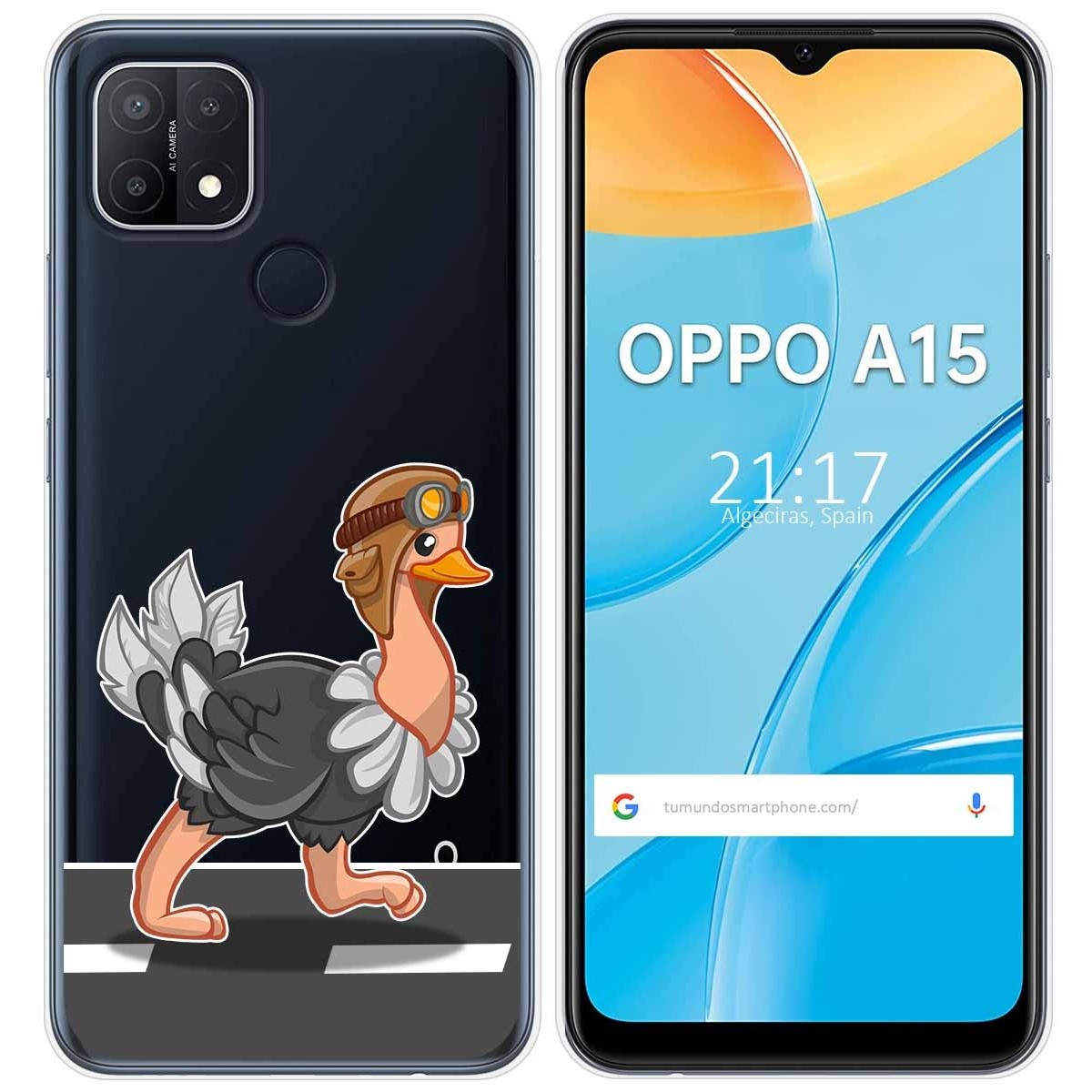 Funda Gel Transparente para Oppo A15 diseño Avestruz Dibujos