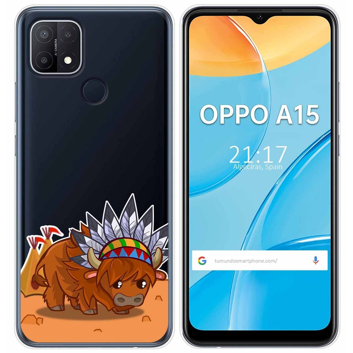 Funda Gel Transparente para Oppo A15 diseño Bufalo Dibujos