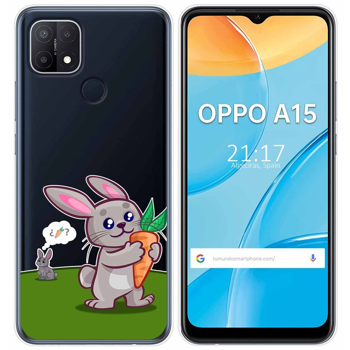 Funda Gel Transparente para Oppo A15 diseño Conejo Dibujos