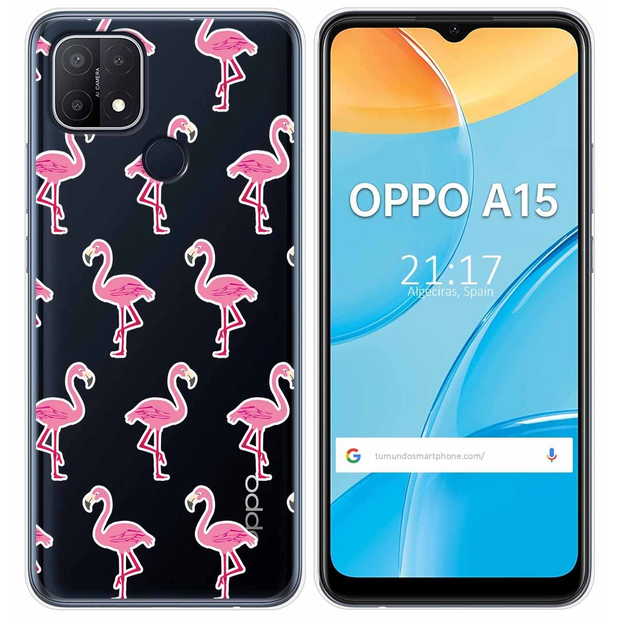 Funda Gel Transparente para Oppo A15 diseño Flamenco Dibujos
