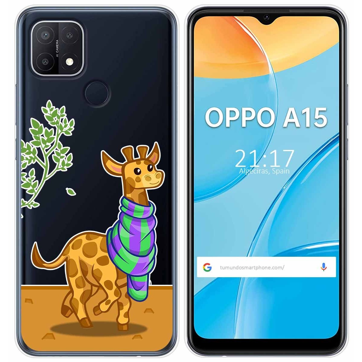 Funda Gel Transparente para Oppo A15 diseño Jirafa Dibujos