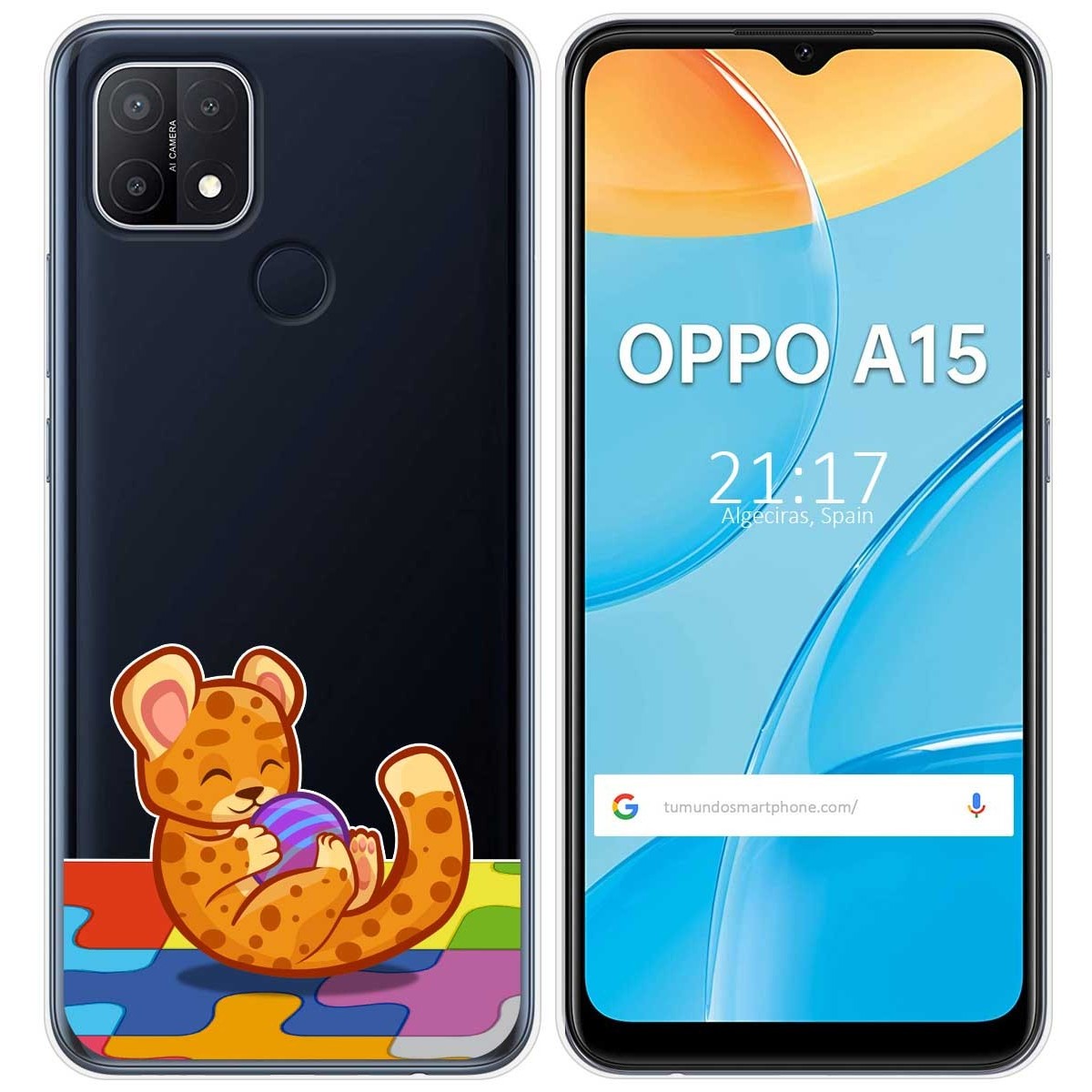 Funda Gel Transparente para Oppo A15 diseño Leopardo Dibujos