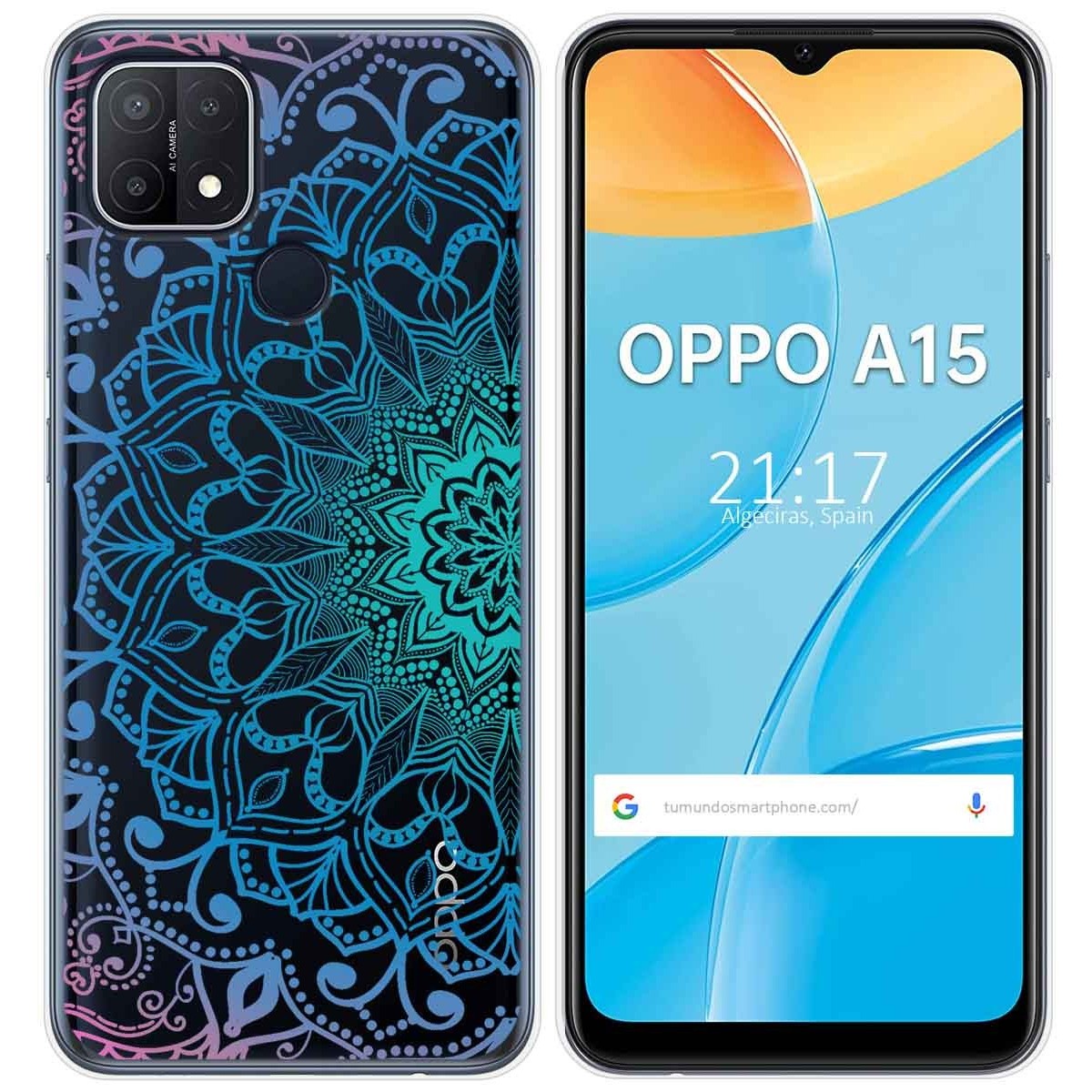 Funda Gel Transparente para Oppo A15 diseño Mandala Dibujos