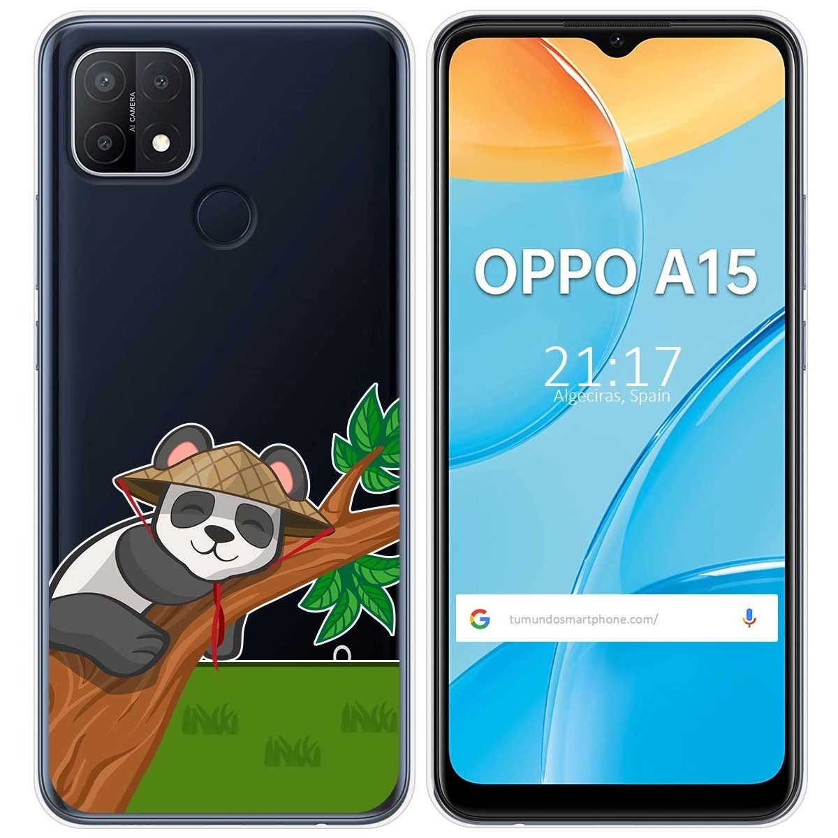 Funda Gel Transparente para Oppo A15 diseño Panda Dibujos