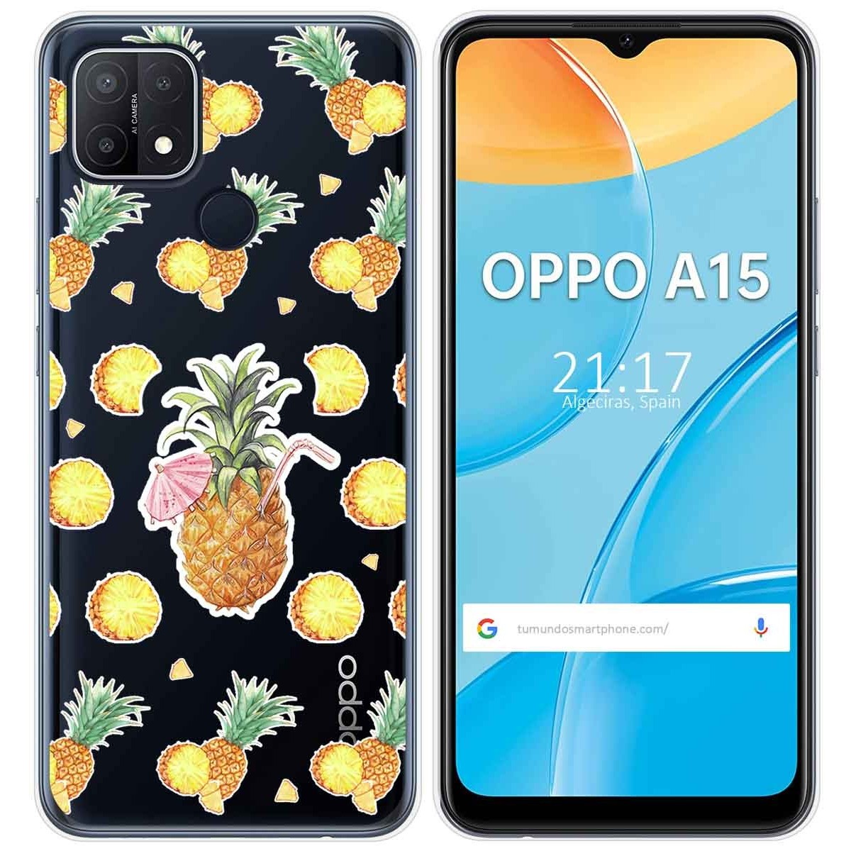 Funda Gel Transparente para Oppo A15 diseño Piña Dibujos