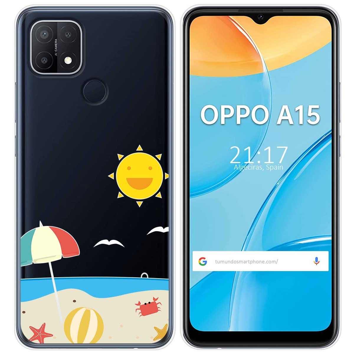 Funda Gel Transparente para Oppo A15 diseño Playa Dibujos