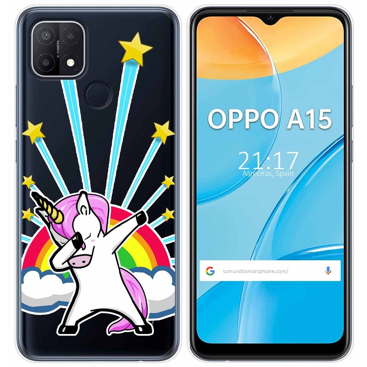 Funda Gel Transparente para Oppo A15 diseño Unicornio Dibujos