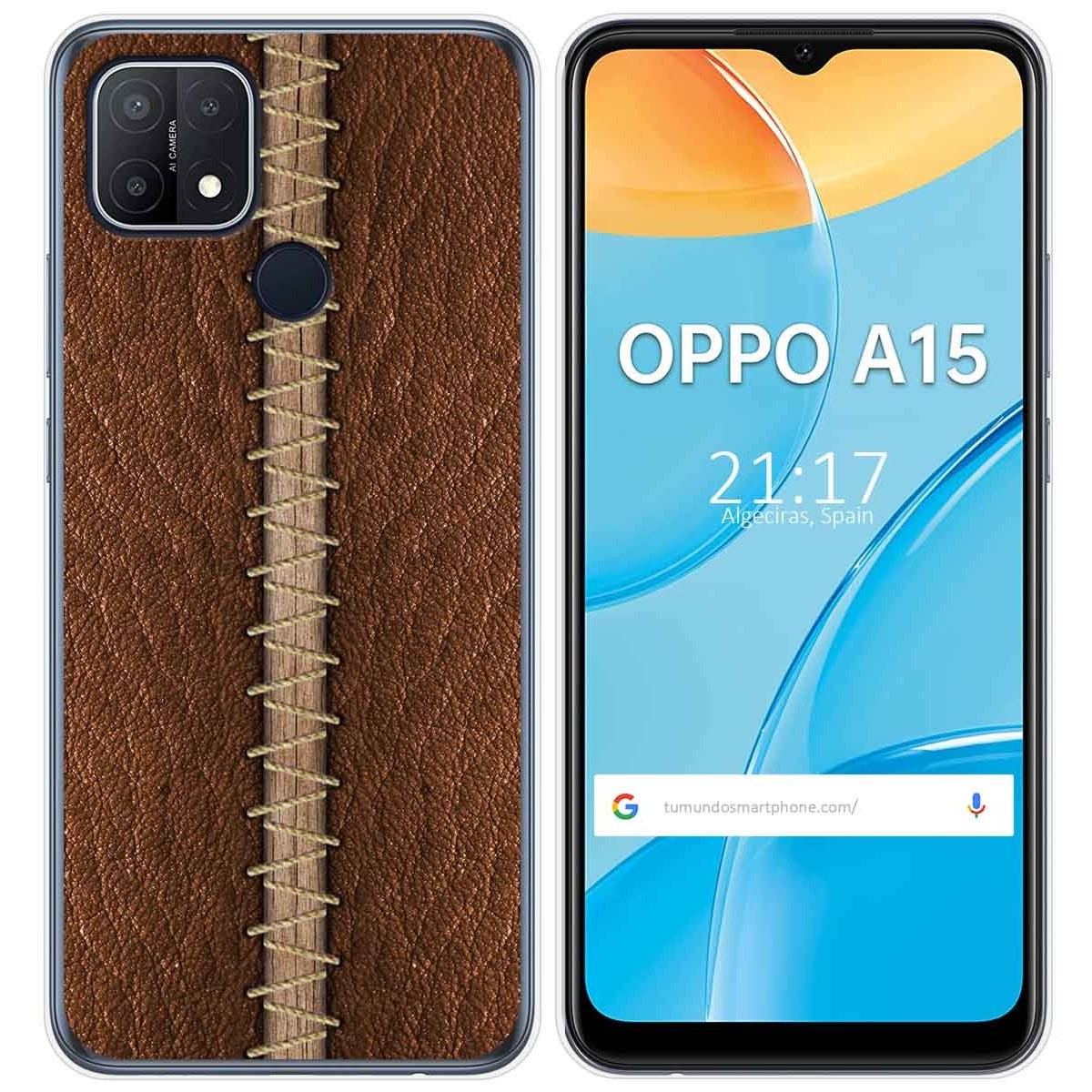 Funda Gel Tpu para Oppo A15 diseño Cuero 01 Dibujos