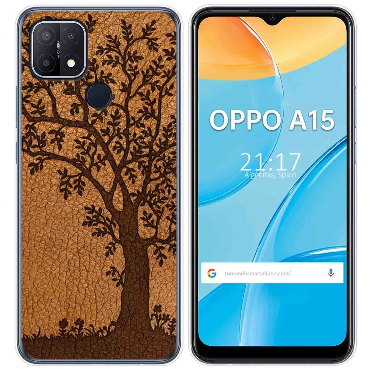 Funda Gel Tpu para Oppo A15 diseño Cuero 03 Dibujos
