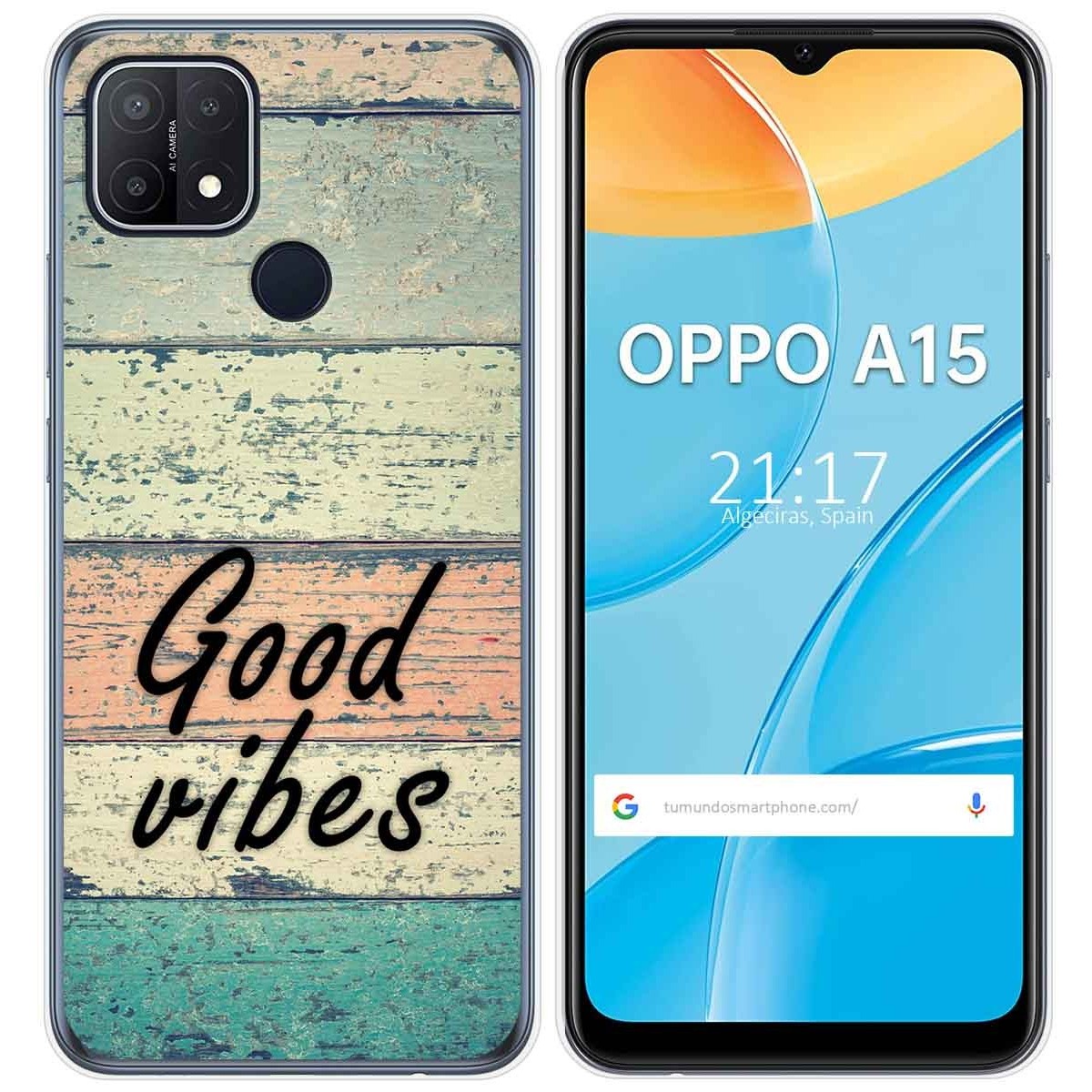 Funda Gel Tpu para Oppo A15 diseño Madera 01 Dibujos