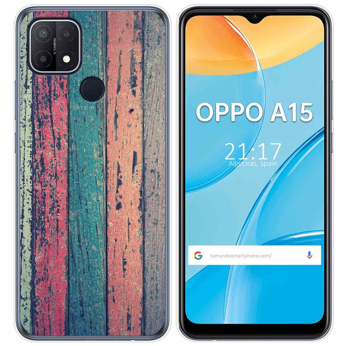 Funda Gel Tpu para Oppo A15 diseño Madera 10 Dibujos