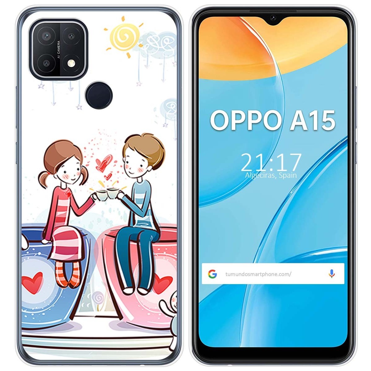 Funda Gel Tpu para Oppo A15 diseño Café Dibujos