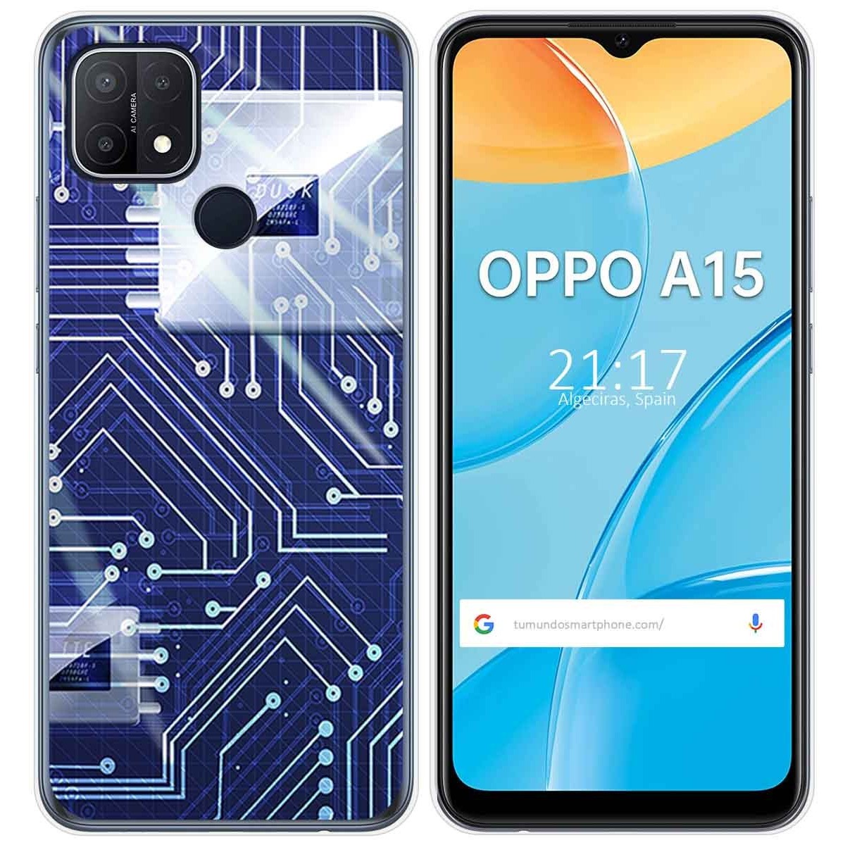 Funda Gel Tpu para Oppo A15 diseño Circuito Dibujos