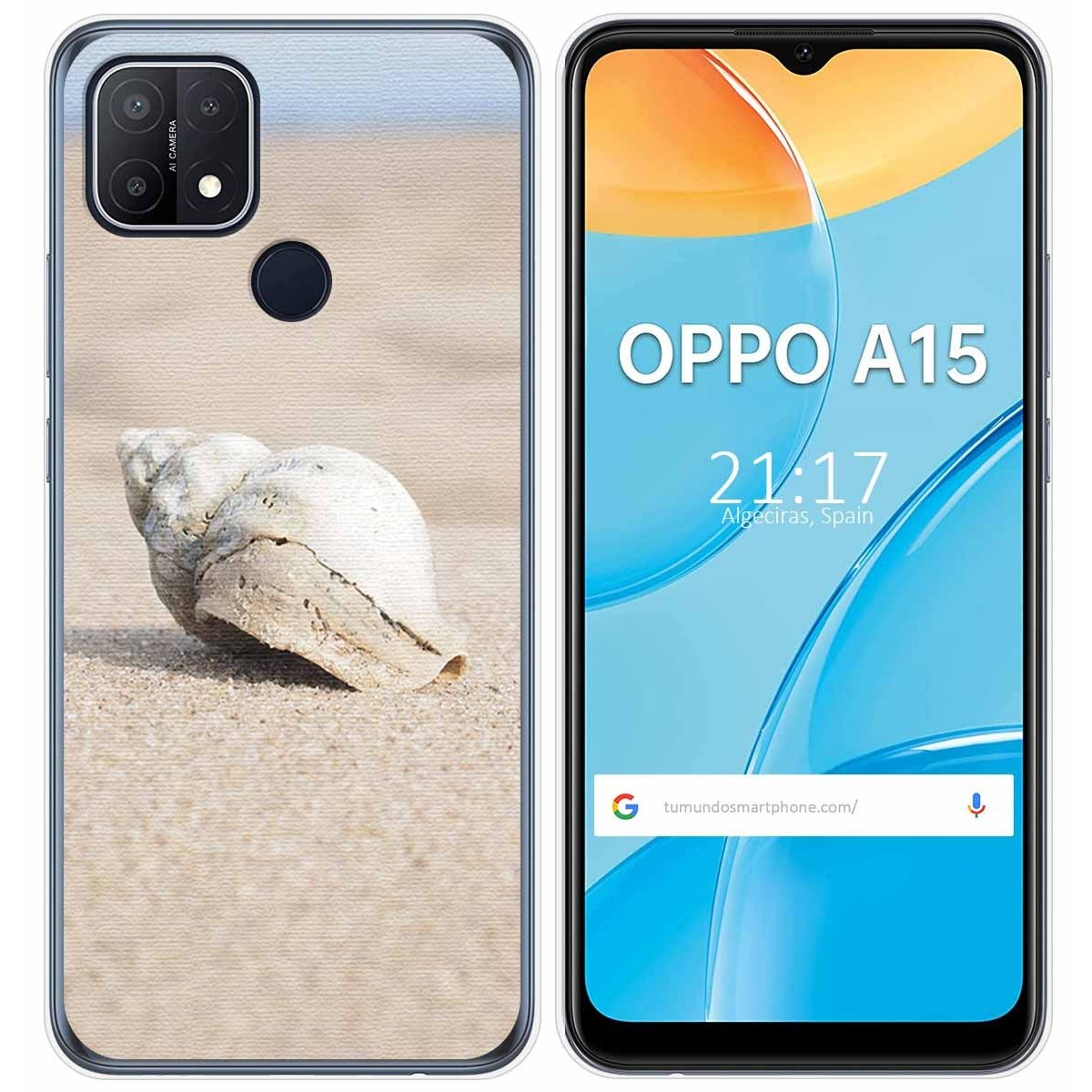 Funda Gel Tpu para Oppo A15 diseño Concha Dibujos