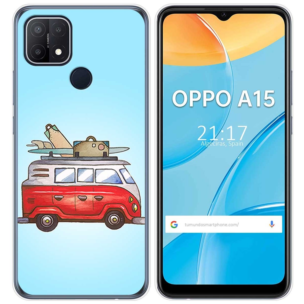 Funda Gel Tpu para Oppo A15 diseño Furgoneta Dibujos