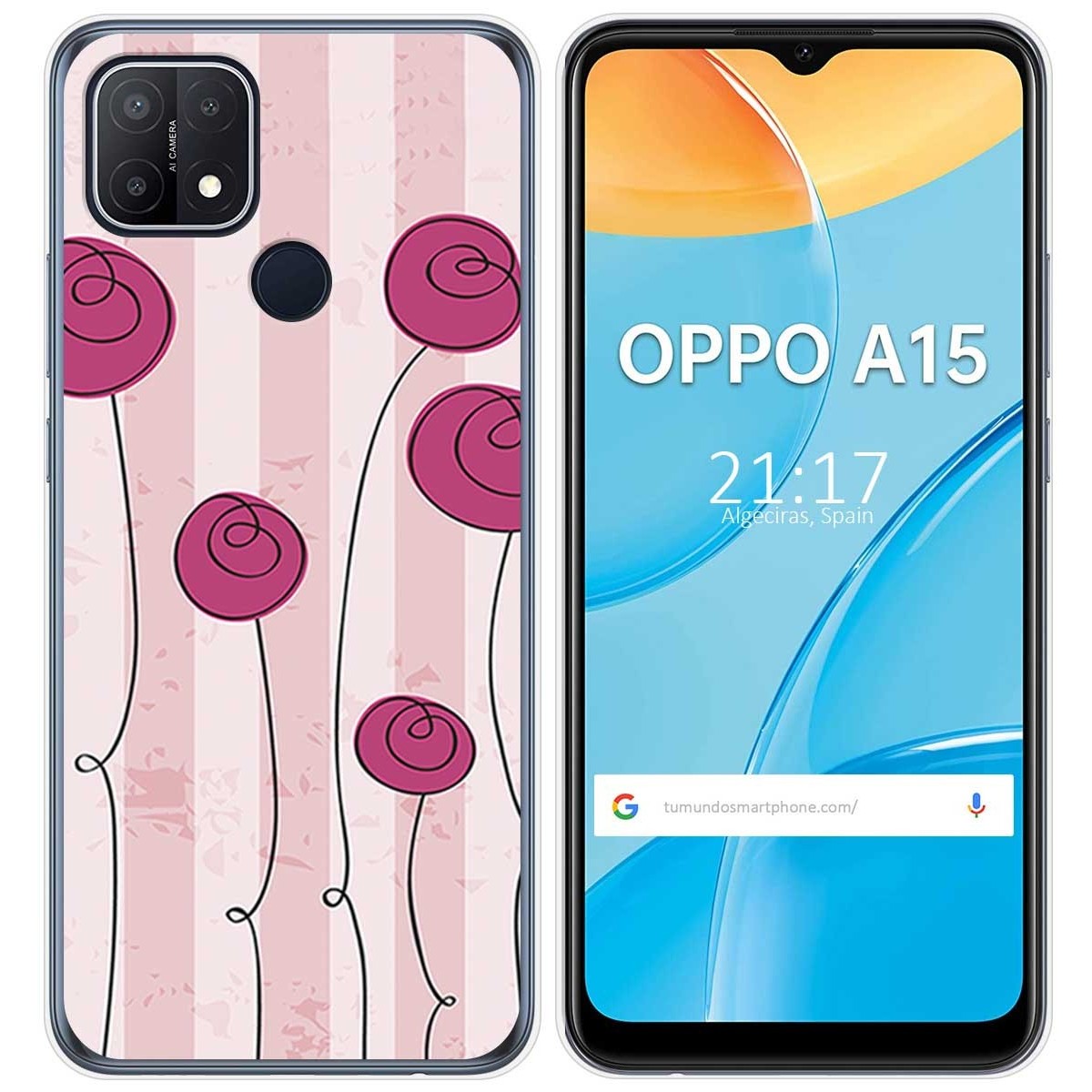 Funda Gel Tpu para Oppo A15 diseño Flores Vintage Dibujos