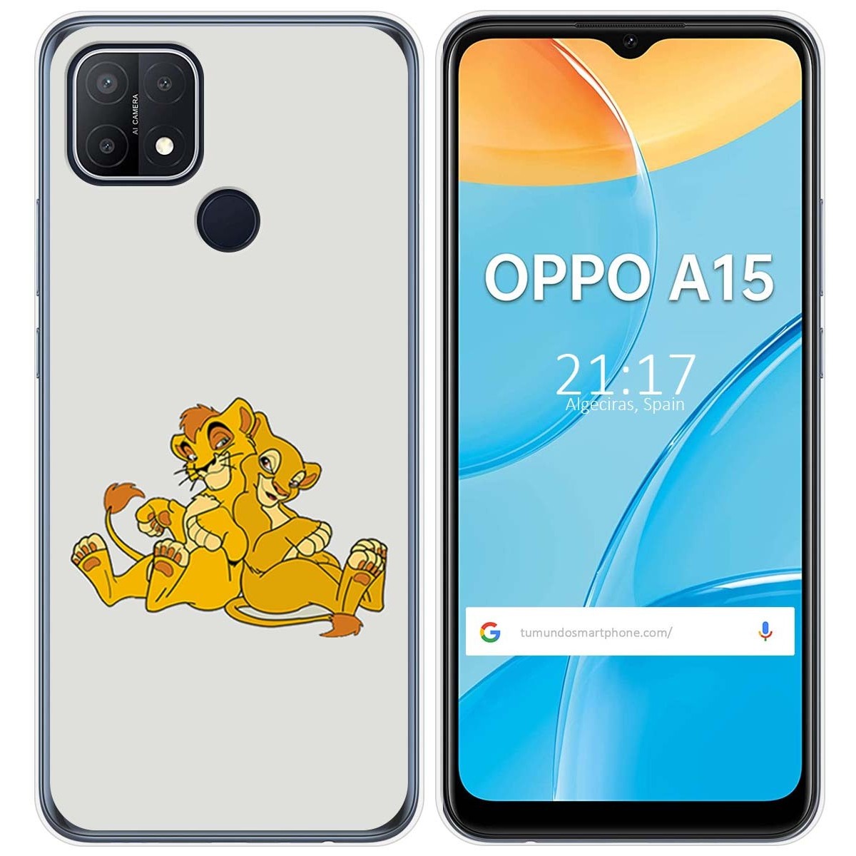 Funda Gel Tpu para Oppo A15 diseño Leones Dibujos