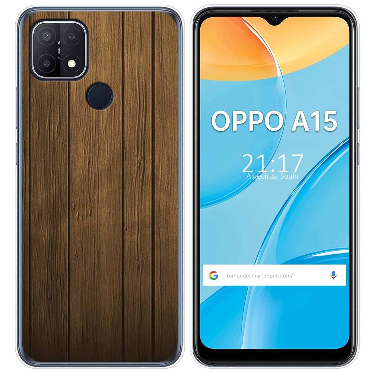 Funda Gel Tpu para Oppo A15 diseño Madera Dibujos