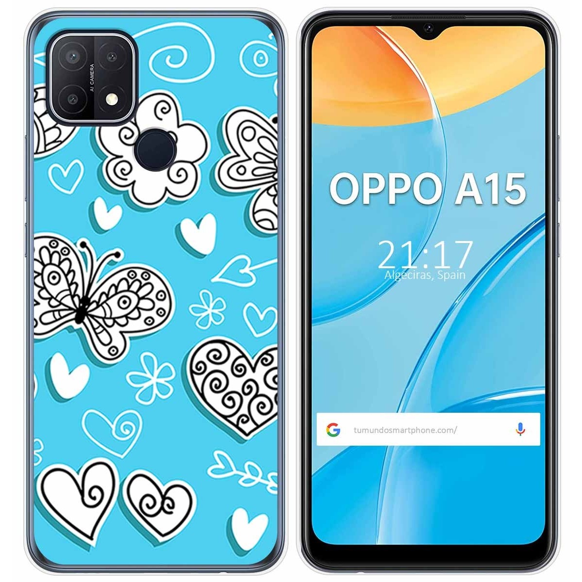 Funda Gel Tpu para Oppo A15 diseño Mariposas Dibujos