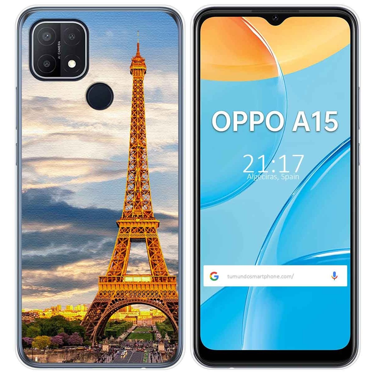 Funda Gel Tpu para Oppo A15 diseño Paris Dibujos