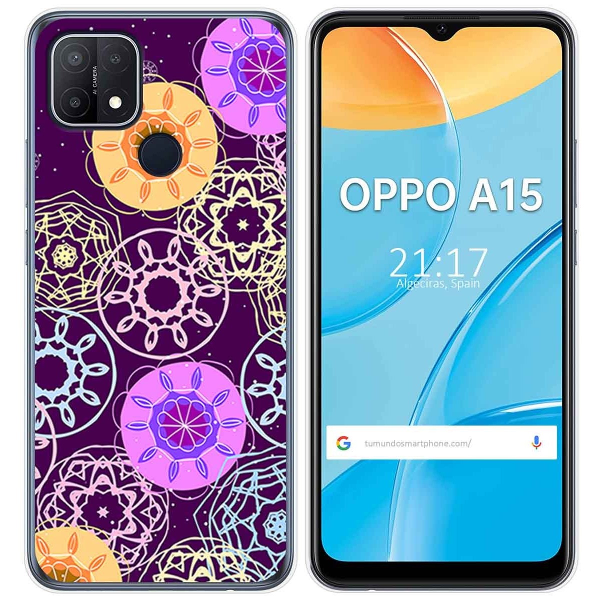 Funda Gel Tpu para Oppo A15 diseño Radial Dibujos