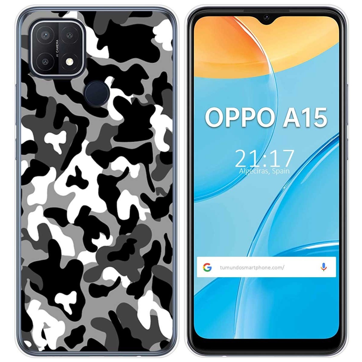Funda Gel Tpu para Oppo A15 diseño Snow Camuflaje Dibujos