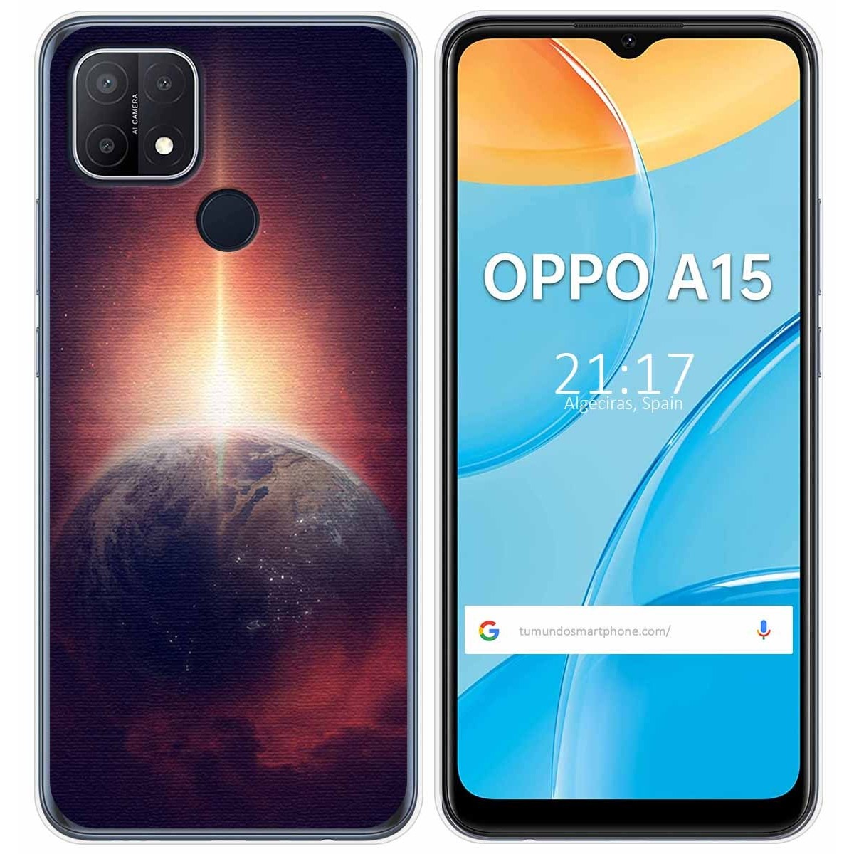 Funda Gel Tpu para Oppo A15 diseño Tierra Dibujos