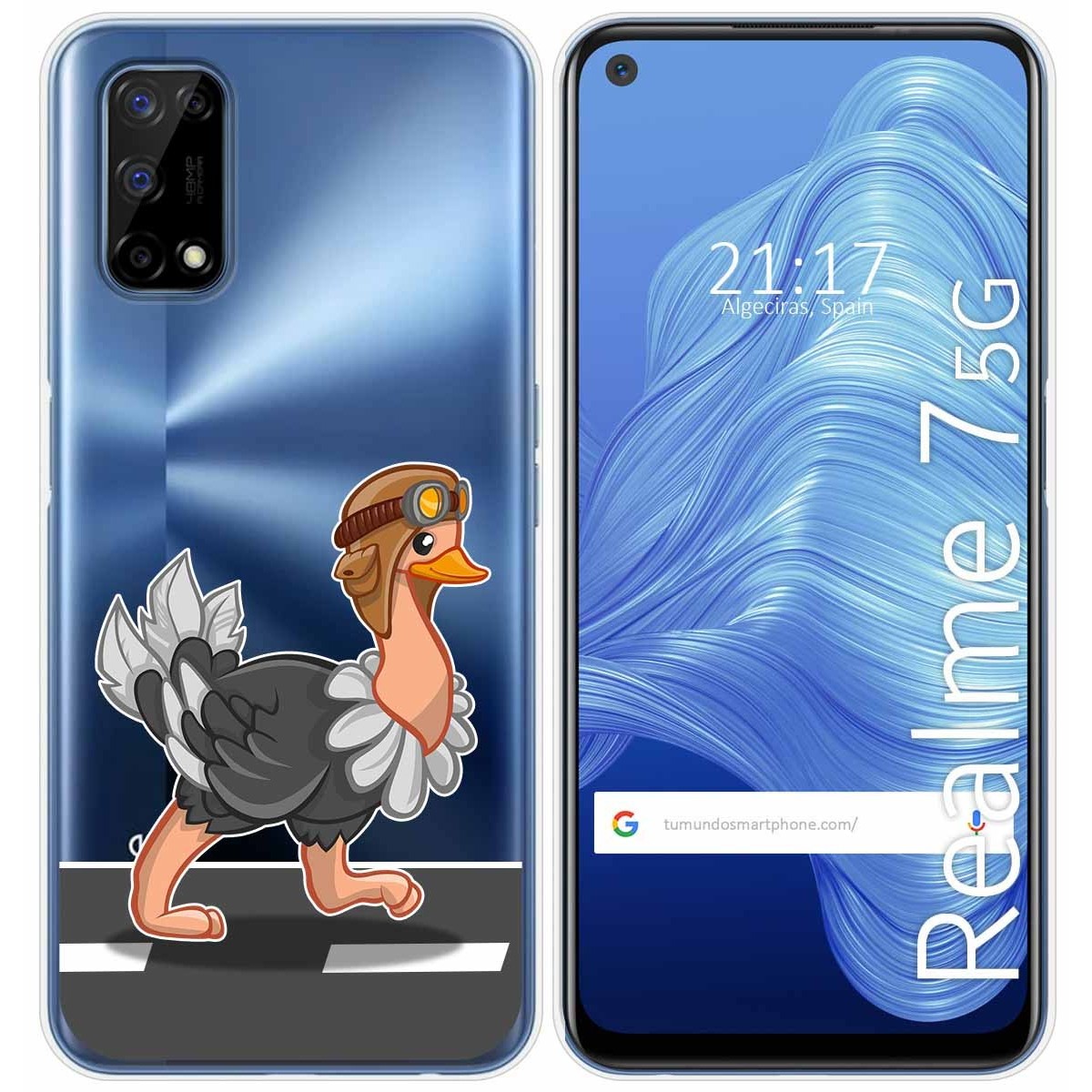 Funda Gel Transparente para Realme 7 5G diseño Avestruz Dibujos