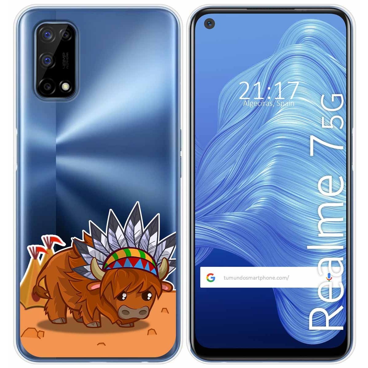 Funda Gel Transparente para Realme 7 5G diseño Bufalo Dibujos