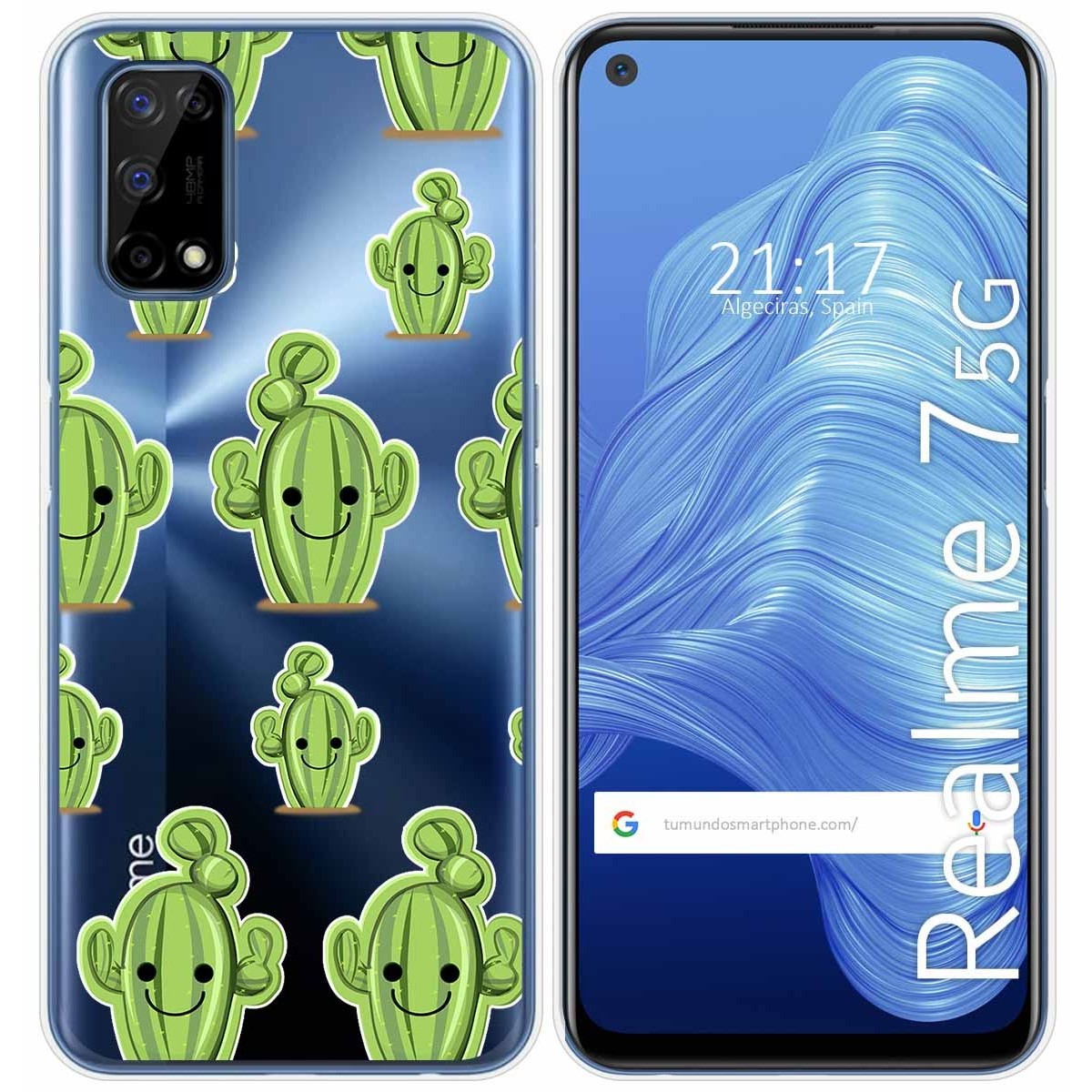Funda Gel Transparente para Realme 7 5G diseño Cactus Dibujos