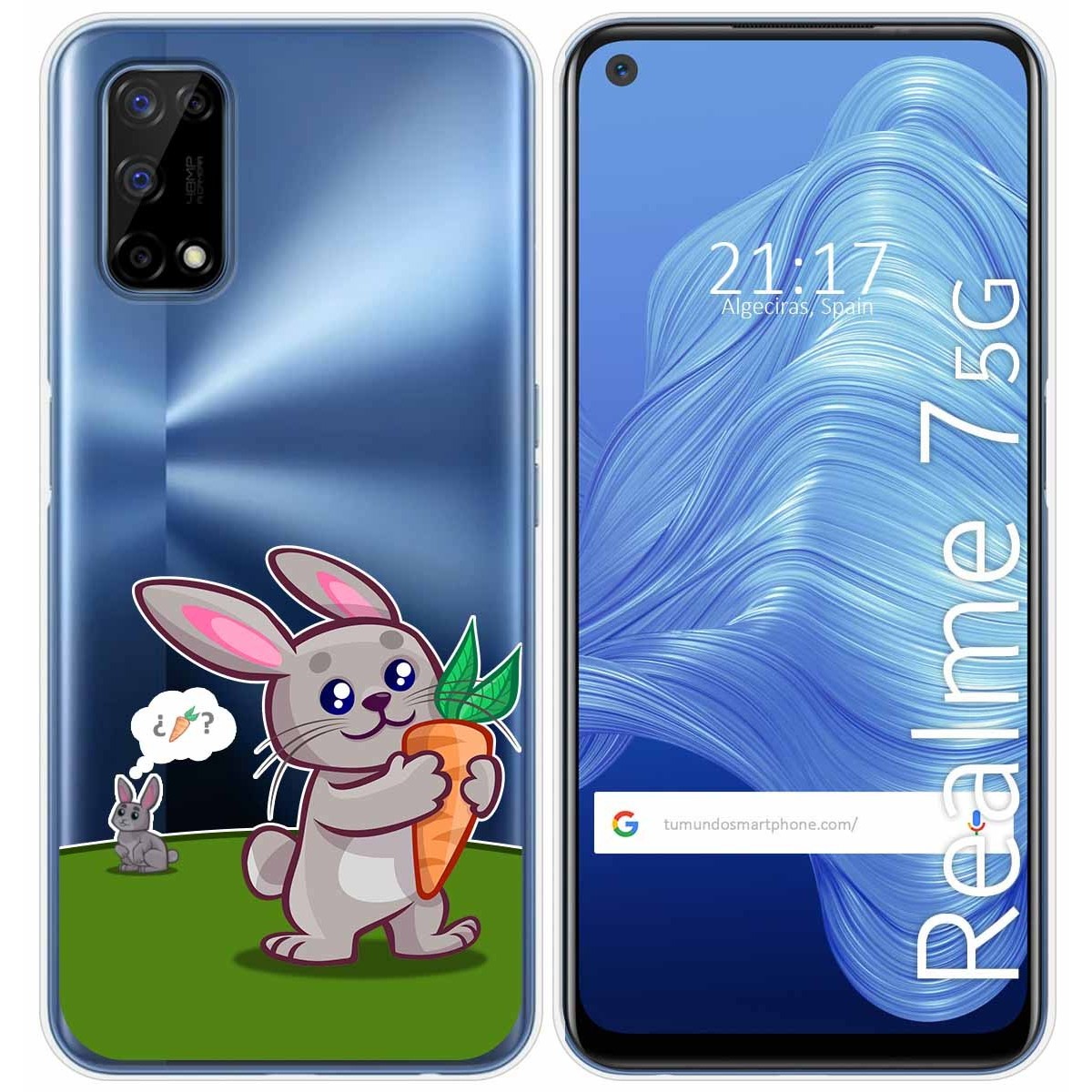 Funda Gel Transparente para Realme 7 5G diseño Conejo Dibujos