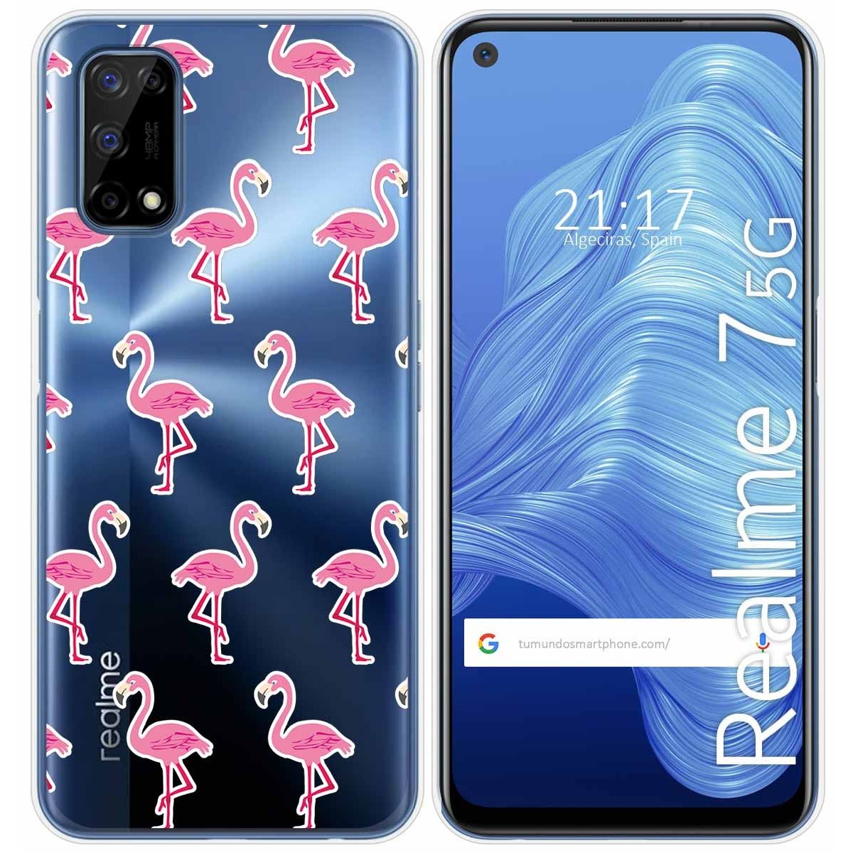 Funda Gel Transparente para Realme 7 5G diseño Flamenco Dibujos