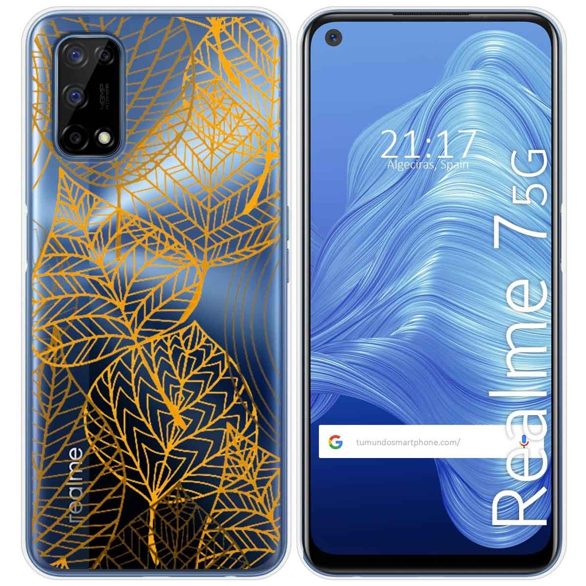 Funda Gel Transparente para Realme 7 5G diseño Hojas Dibujos