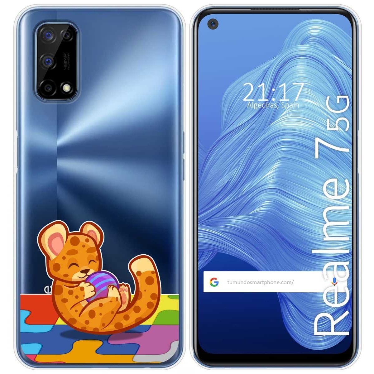 Funda Gel Transparente para Realme 7 5G diseño Leopardo Dibujos