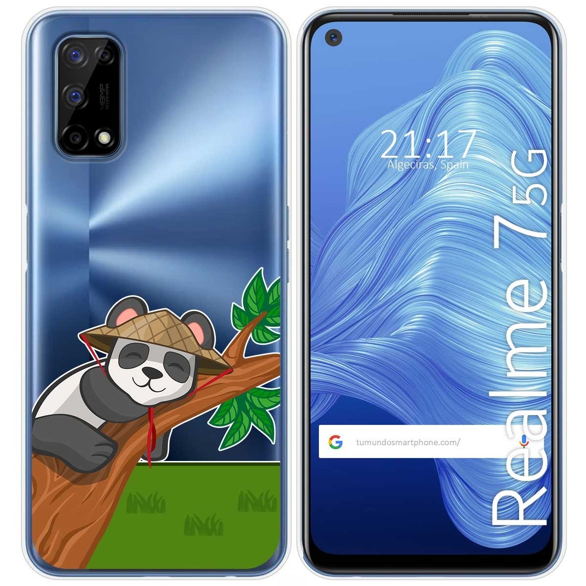 Funda Gel Transparente para Realme 7 5G diseño Panda Dibujos