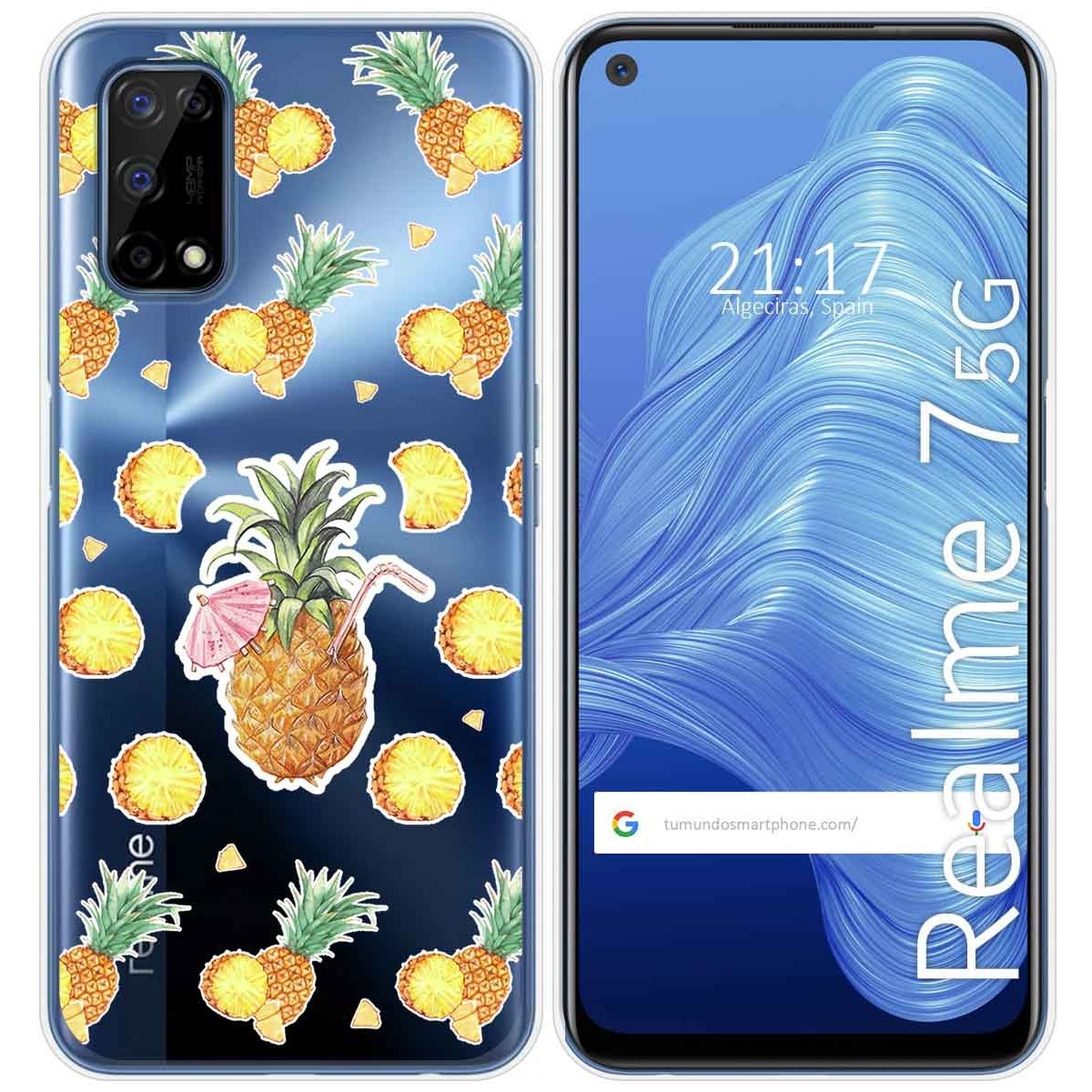 Funda Gel Transparente para Realme 7 5G diseño Piña Dibujos