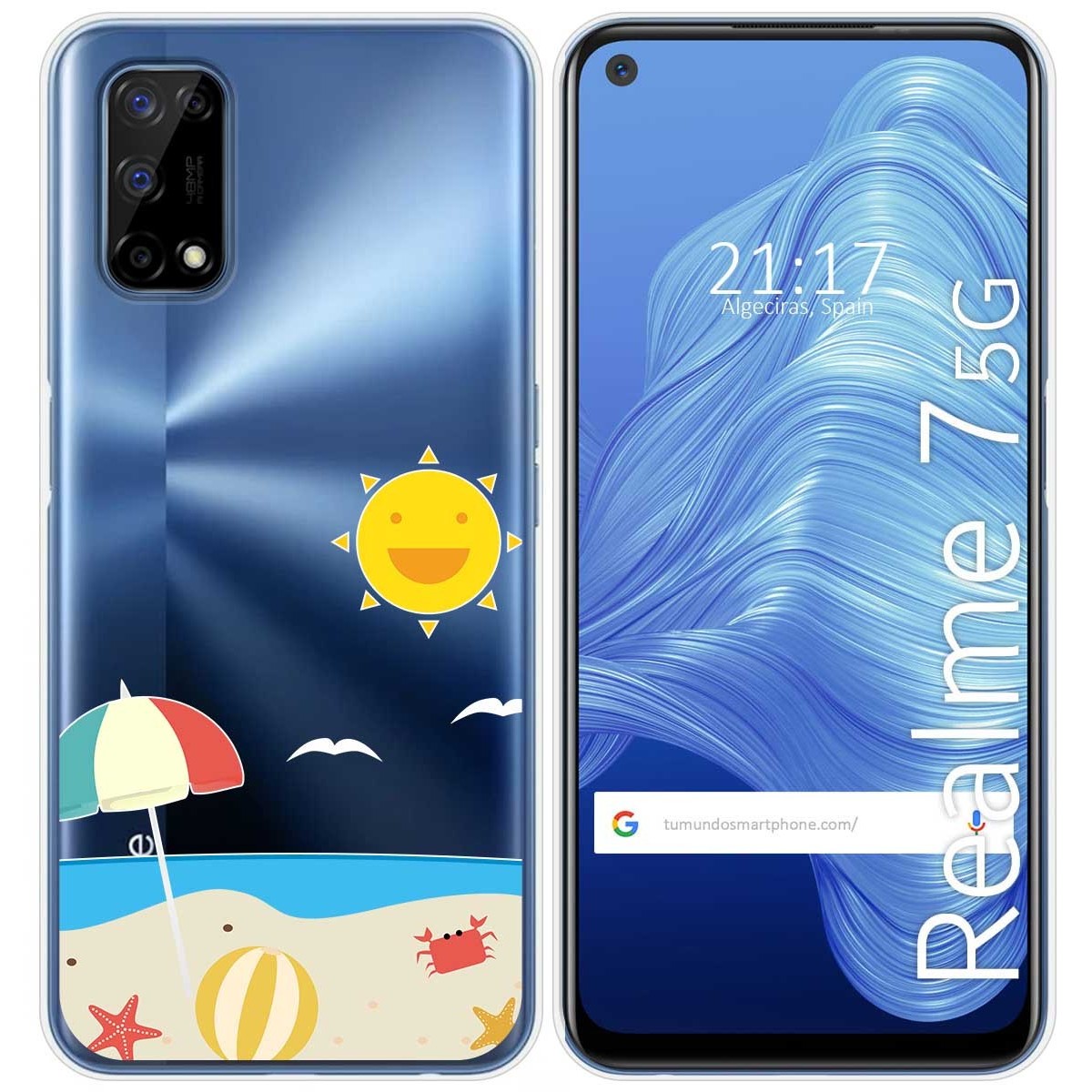 Funda Gel Transparente para Realme 7 5G diseño Playa Dibujos