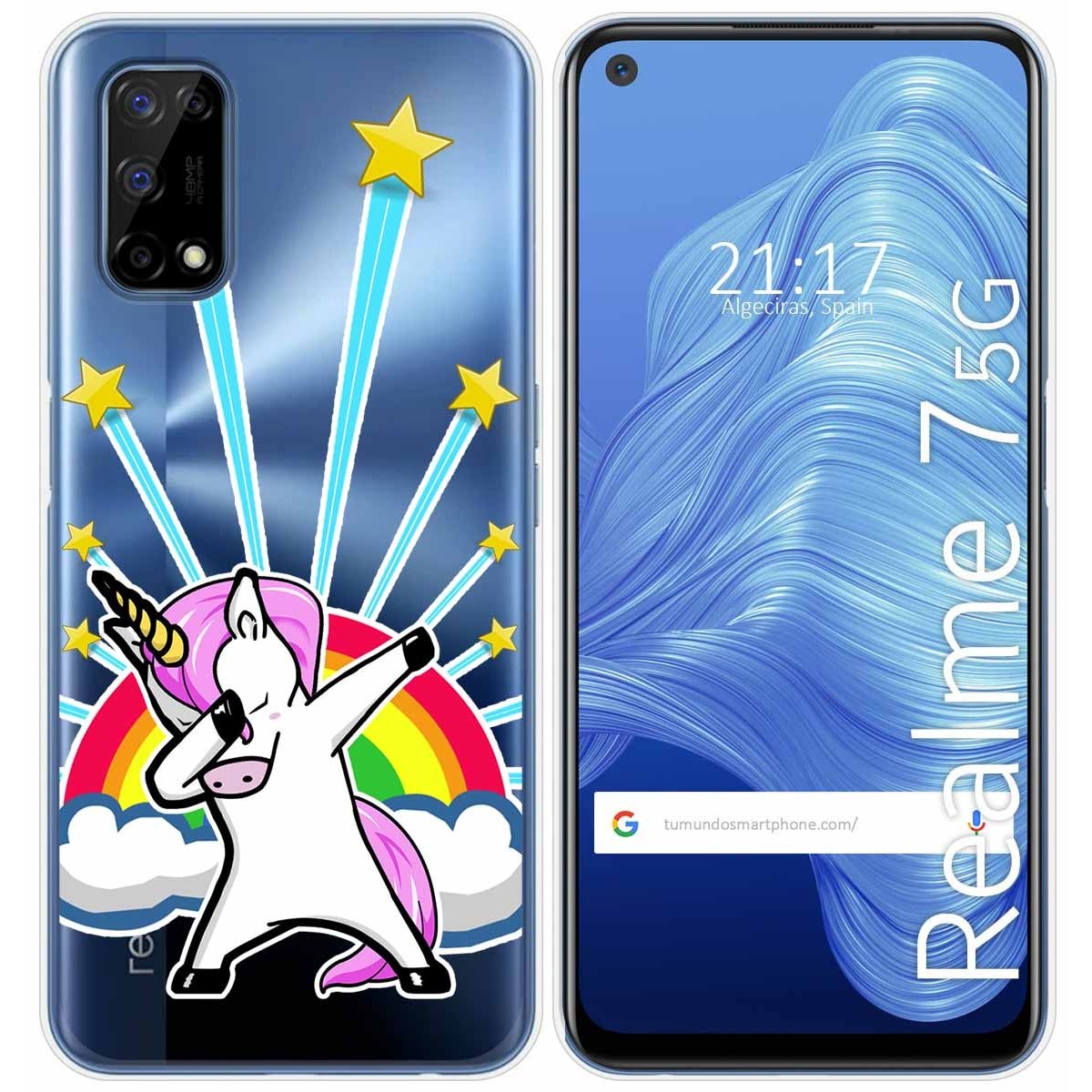Funda Gel Transparente para Realme 7 5G diseño Unicornio Dibujos