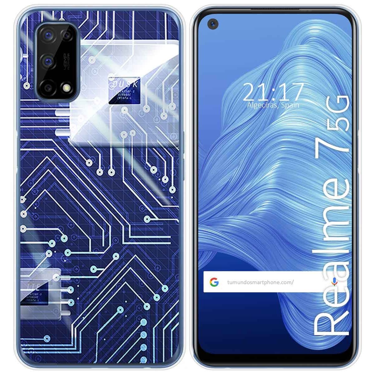 Funda Gel Tpu para Realme 7 5G diseño Circuito Dibujos