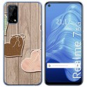 Funda Gel Tpu para Realme 7 5G diseño Corazones Madera Dibujos