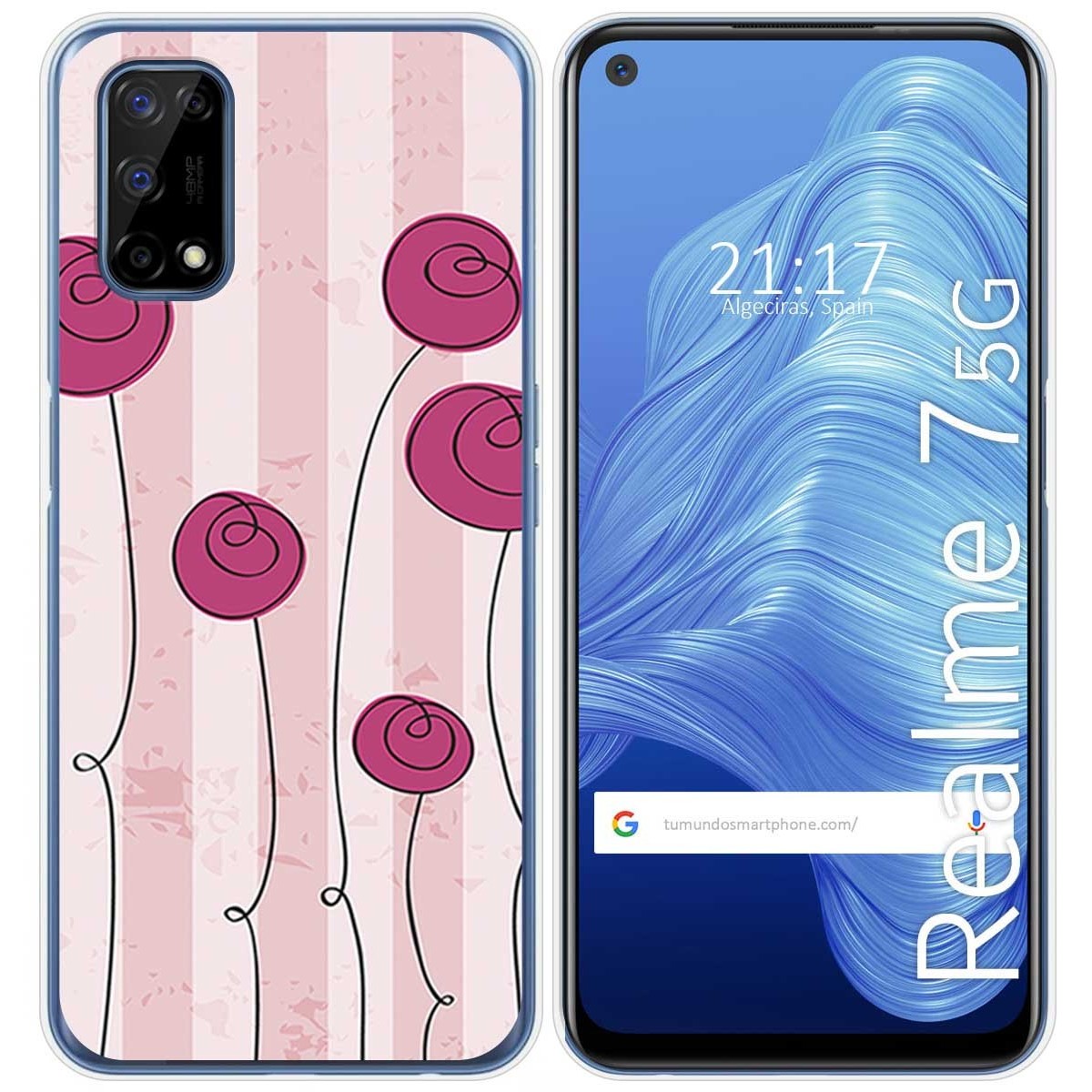 Funda Gel Tpu para Realme 7 5G diseño Flores Vintage Dibujos