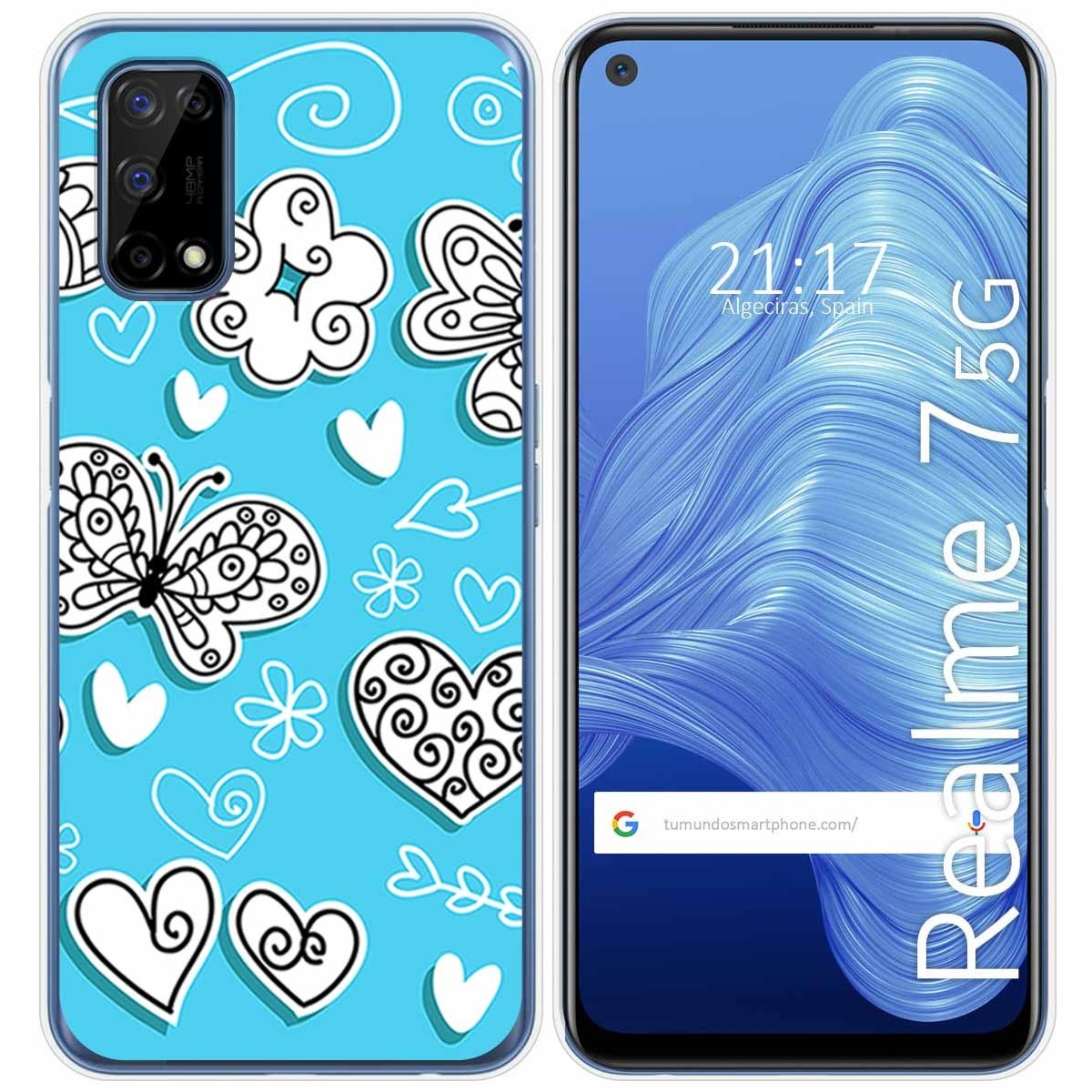 Funda Gel Tpu para Realme 7 5G diseño Mariposas Dibujos
