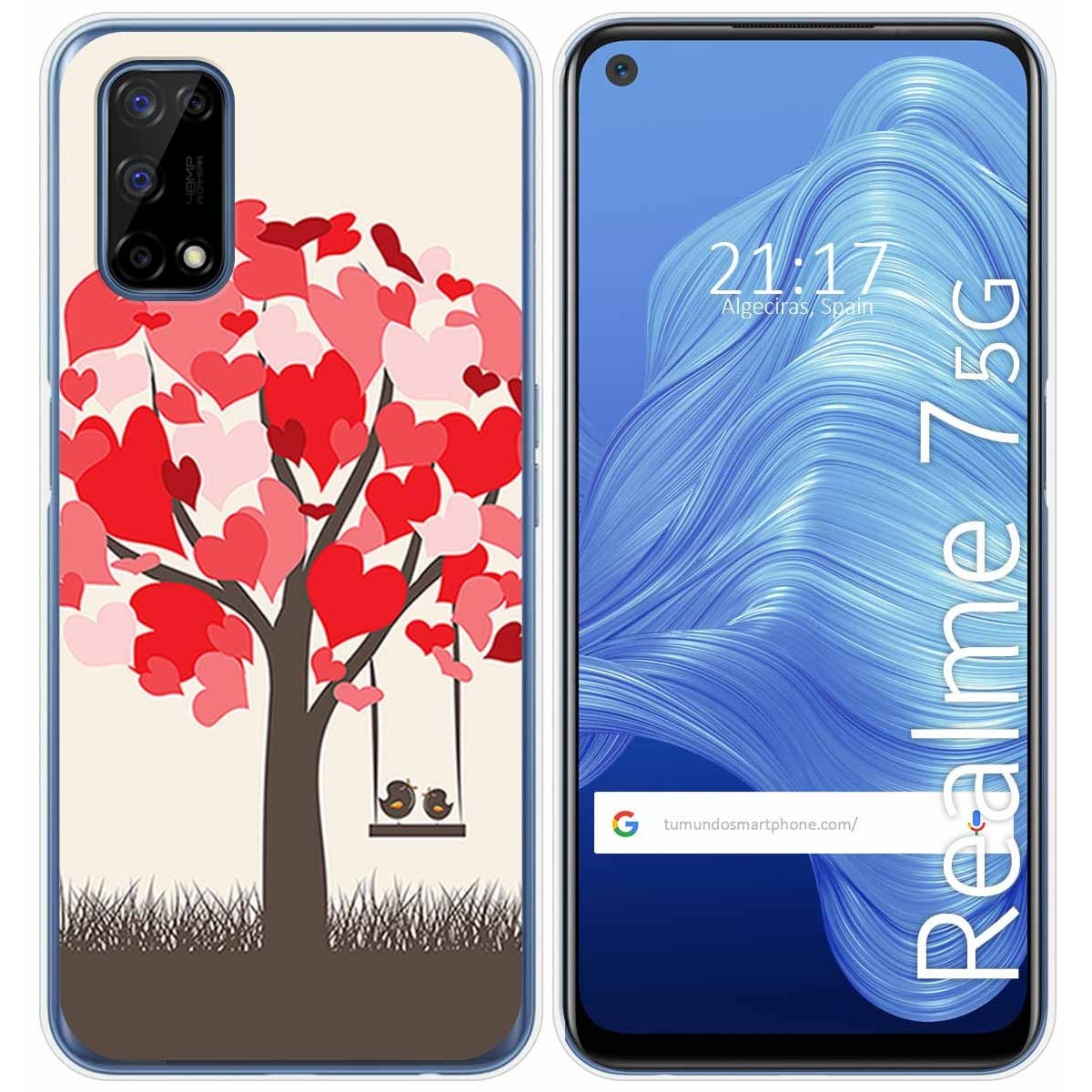 Funda Gel Tpu para Realme 7 5G diseño Pajaritos Dibujos