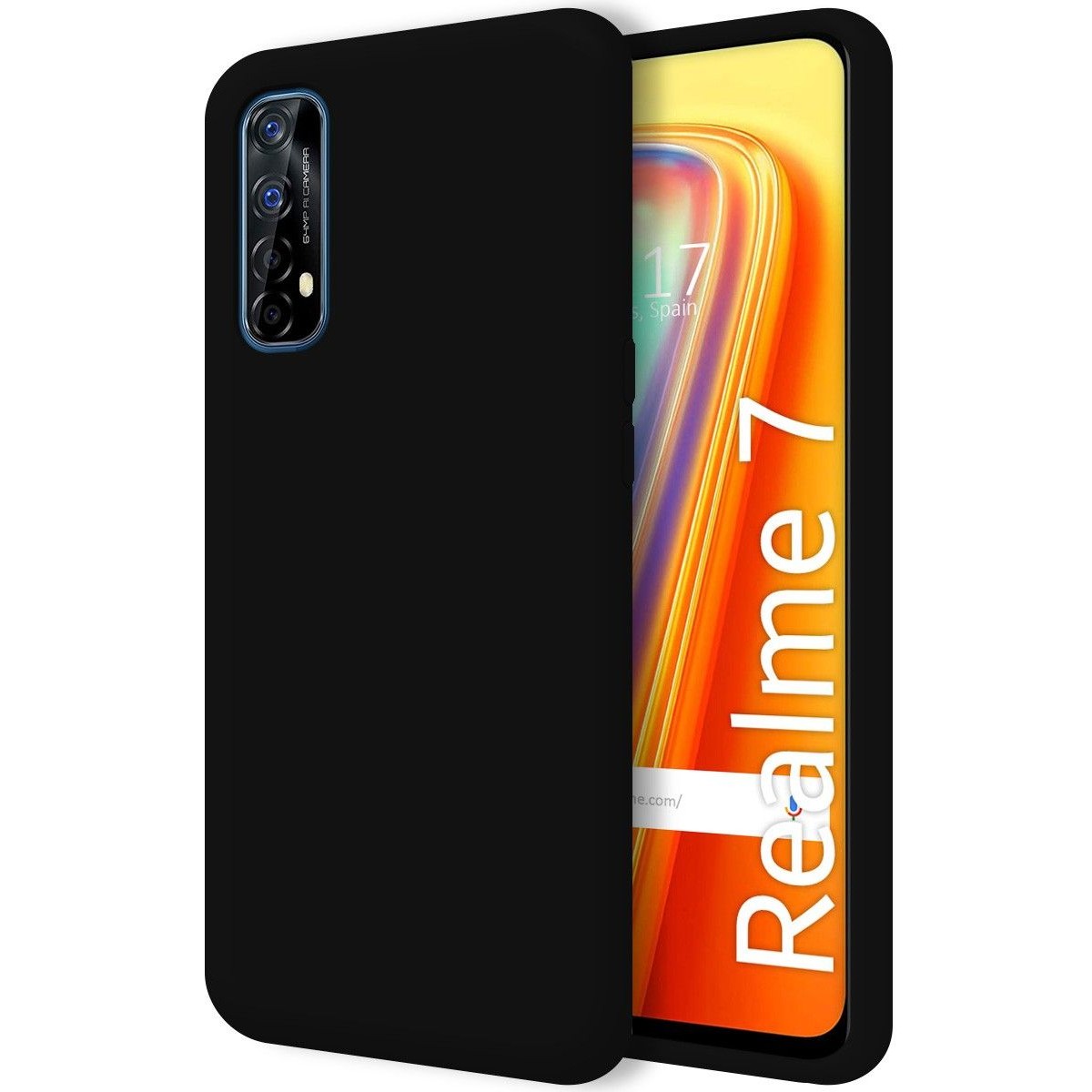 Funda Silicona Líquida Ultra Suave para Realme 7 color Negra