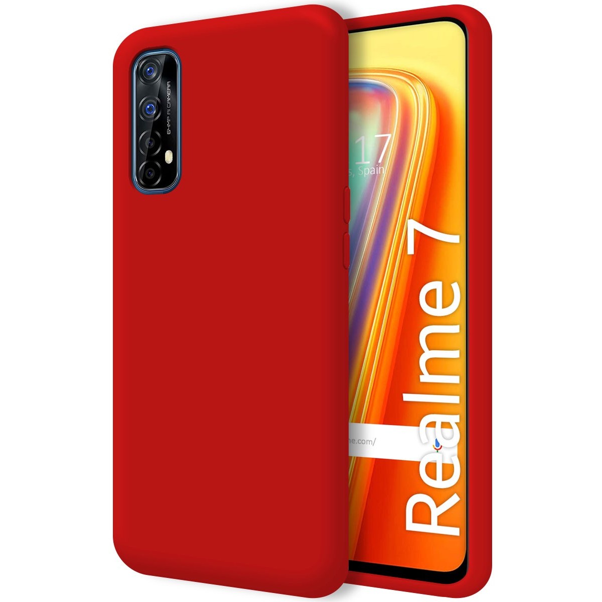 Funda Silicona Líquida Ultra Suave para Realme 7 color Roja