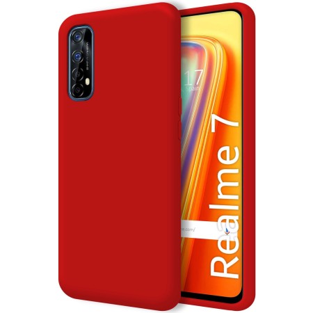 Funda Silicona Líquida Ultra Suave para Realme 7 color Roja