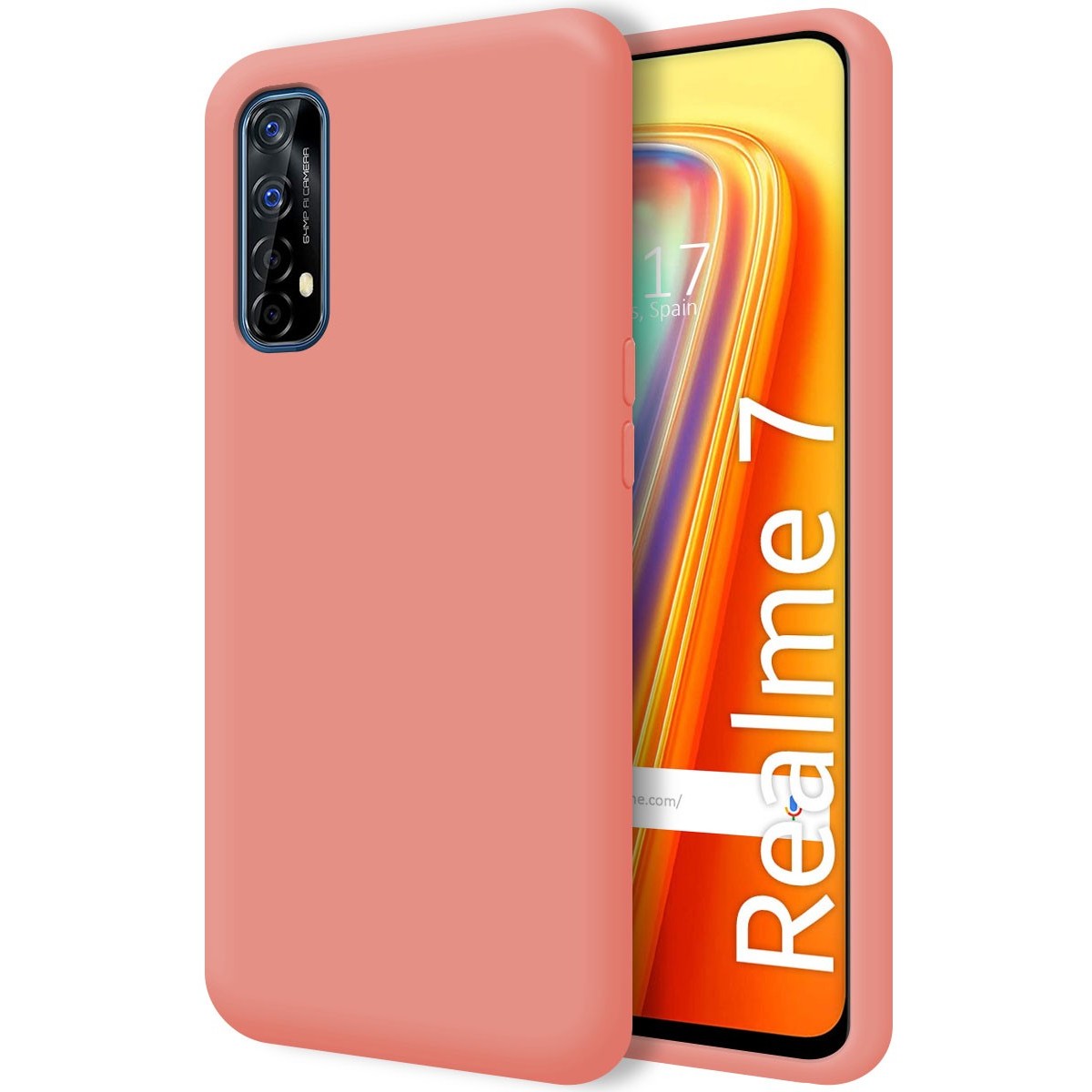 Funda Silicona Líquida Ultra Suave para Realme 7 color Rosa