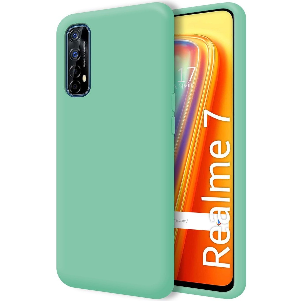 Funda Silicona Líquida Ultra Suave para Realme 7 color Verde
