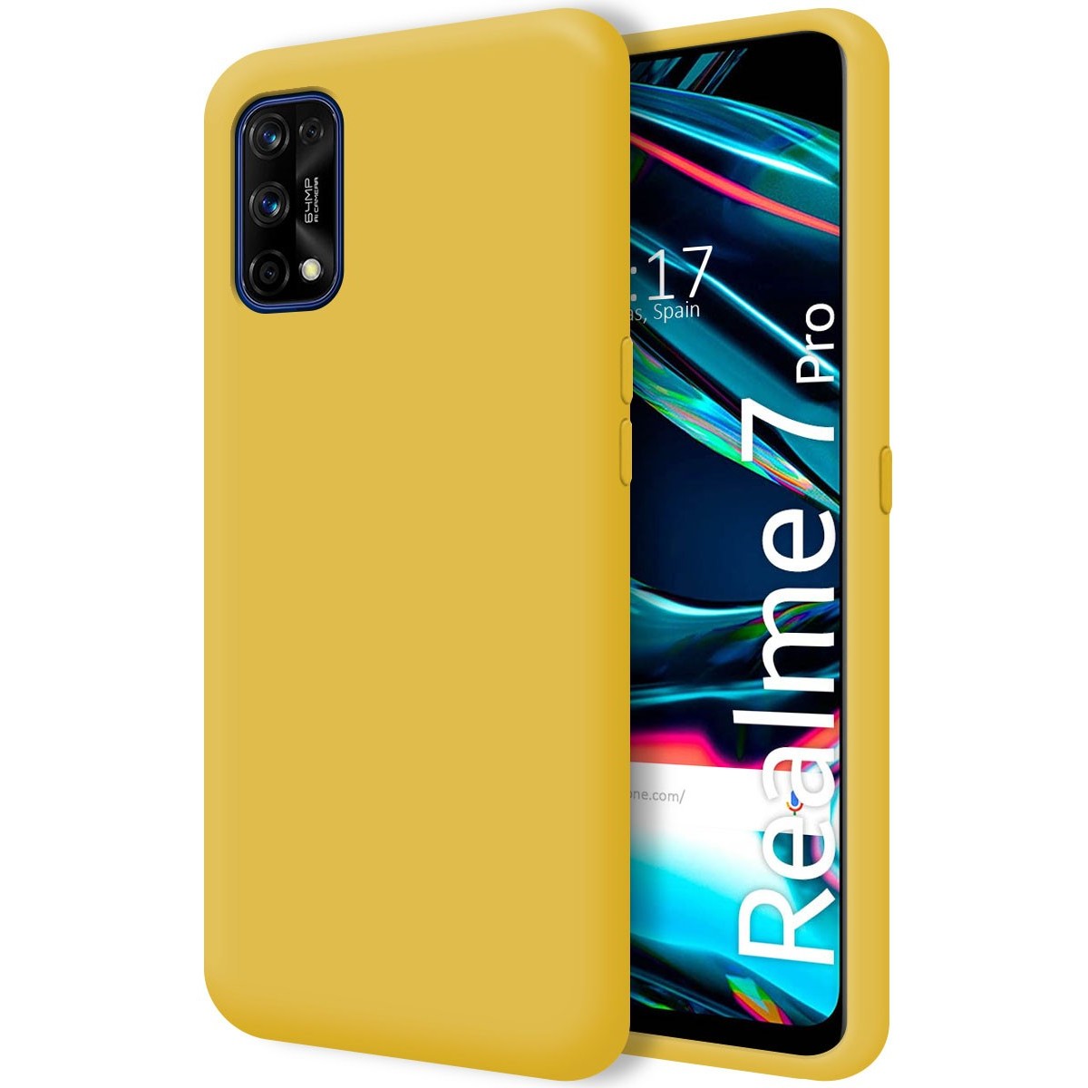 Funda Silicona Líquida Ultra Suave para Realme 7 Pro color Amarilla